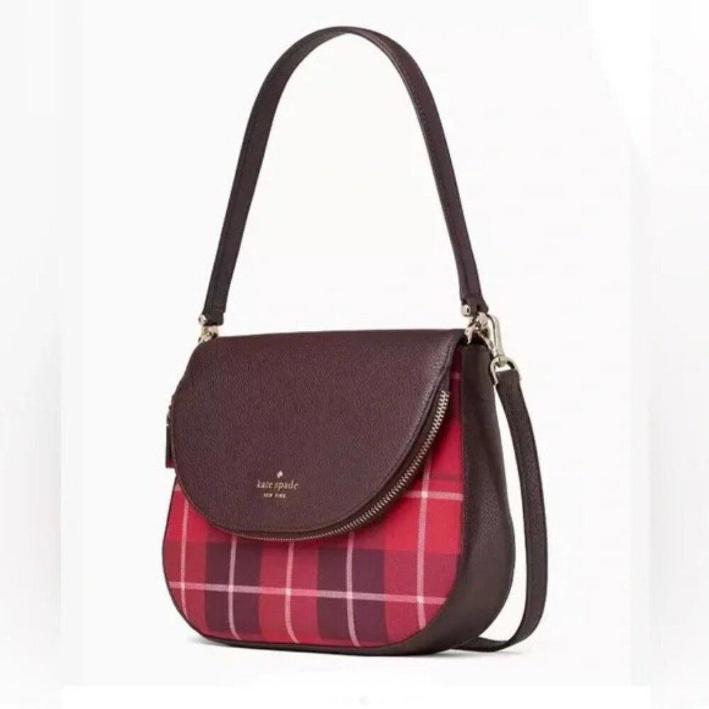 Kate Spade‎ Leila Plaid Medium Flap Shoulder Bag - NWOT (New) - Picture 2 of 9
